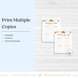 Editable Thanksgiving Potluck Sign Up Sheet Printable, Office Holiday Potluck, Church Potluck, Block Party Fall Potluck School Sign Up Sheet image 7