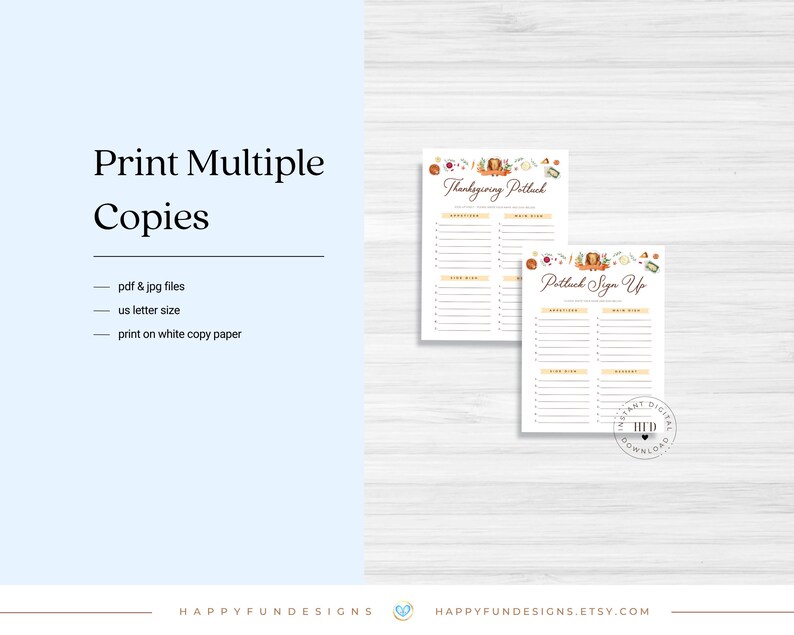 Editable Thanksgiving Potluck Sign Up Sheet Printable, Office Holiday Potluck, Church Potluck, Block Party Fall Potluck School Sign Up Sheet image 7