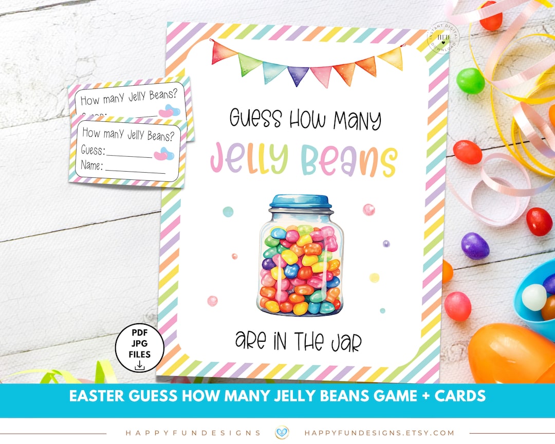 Guess How Many Jelly Beans Printable, Guessing Game Jar, Easter Church Guess How Many Jelly Beans Printable, Guessing Game Jar, Easter Church