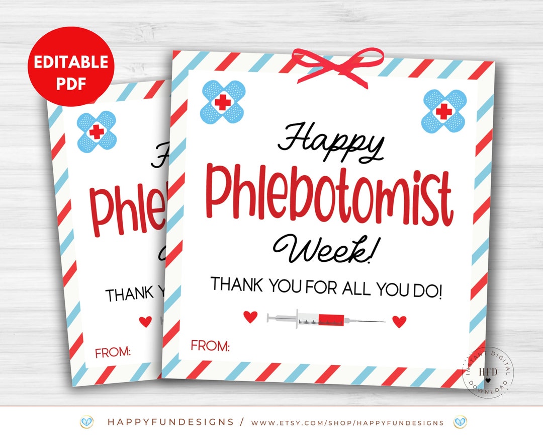 Happy Phlebotomist Week Tag, Phlebotomy Technician Appreciation Tag