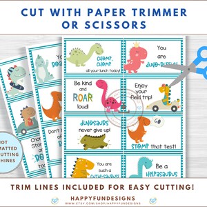 Lunch Notes for Kids Printable, Back to School Notes, 40 Dinosaur Boys Lunch Box Notes, Encouragement Cards, Notes from Mom, Notes from Dad image 8