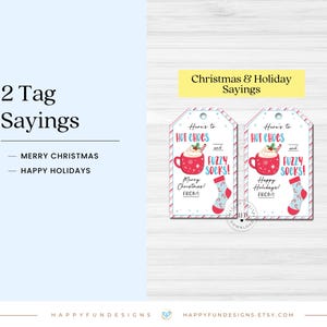 Hot Chocs and Fuzzy Socks Gift Tag Printable, Christmas Socks Tag, Hot Cocoa Gift Tag, PTA Thank You Teacher Staff Nurse Appreciation Tag image 9