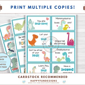 Lunch Notes for Kids Printable, Back to School Notes, 40 Dinosaur Boys Lunch Box Notes, Encouragement Cards, Notes from Mom, Notes from Dad image 7