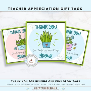 Merci d'avoir aidé nos enfants à grandir, étiquettes imprimables, appréciation des enseignants, appréciation du personnel, remerciement pour la journée des enseignants, étiquettes cadeaux succulentes
