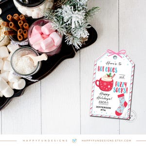 Hot Chocs and Fuzzy Socks Gift Tag Printable, Christmas Socks Tag, Hot Cocoa Gift Tag, PTA Thank You Teacher Staff Nurse Appreciation Tag image 10
