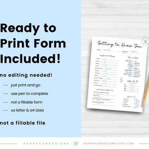 Editable Getting to Know You Printable, LDS Young Womens Ministry Secret Sister, All About Me Favorite Things, Get to Know Coworker Survey image 3