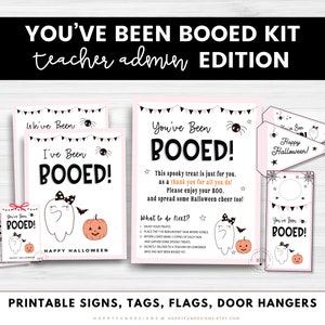 Office Halloween Youve Been Booed Kit Printable Boo Your Coworker Gift Exchange Game Ive Been Boo&#39;d Door Hanger, Boo Buddies Boo Basket Flag