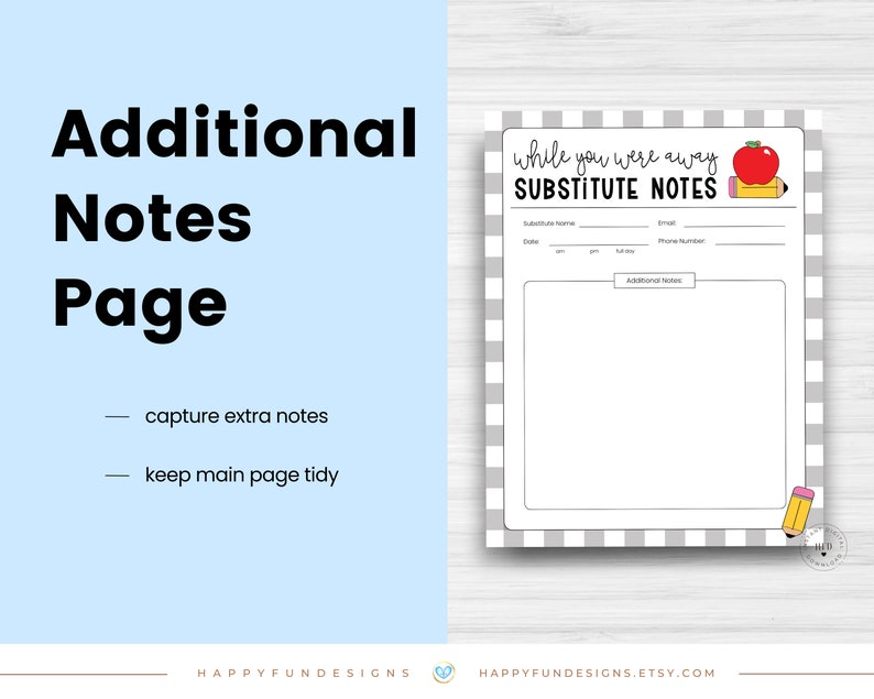 Substitute Teacher Note Template Editable, While You Were Away, Substitute Resource Note Feedback Form, Substitute Teacher Resource Binder image 5