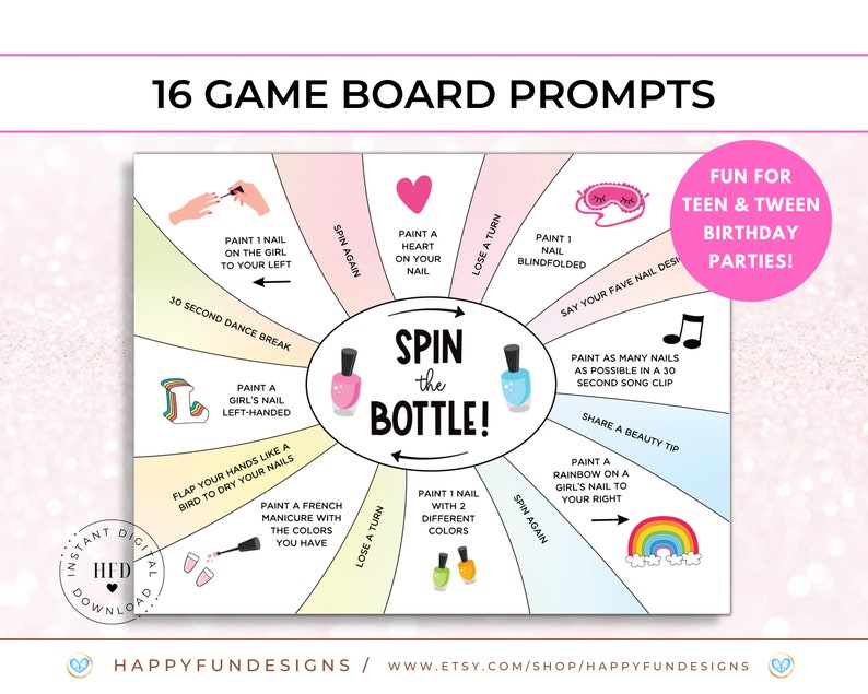 Spin The Nail Polish Game Printable Spin The Bottle Teen Girl Etsy 