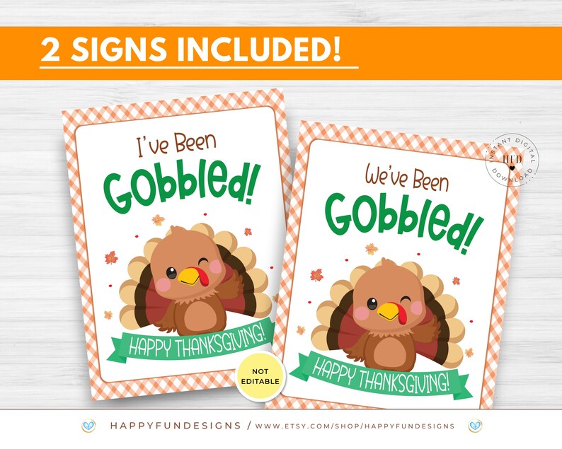 You've Been Gobbled Printable Thanksgiving Teacher Staff Appreciation PTA Thank You Gift Neighbor Thanksgiving Wine Tag Office Gift Exchange image 5