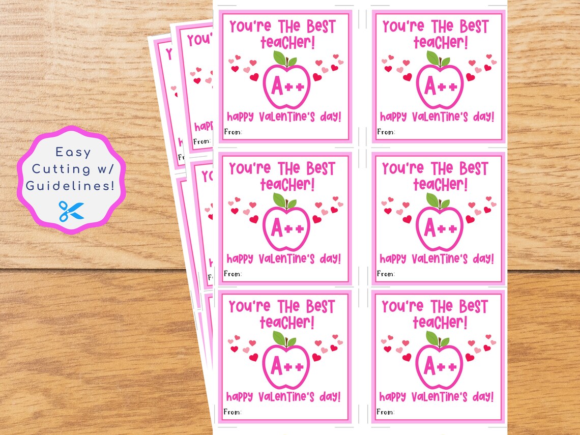 Happy Valentines Day Teacher Gift Tags Printable Teacher Gift | Etsy