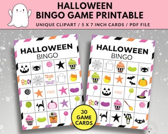Halloween Bingo Spiel zum Ausdrucken, Halloween Party Spiel, zum Ausdrucken, Bingo Karten, Halloween Klasse Aktivität, Virtuelles Bingo, Halloween Spiele Kinder