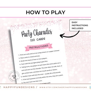 Printable Charades Game, Teen Girl Games, Charades Game for Kids ...