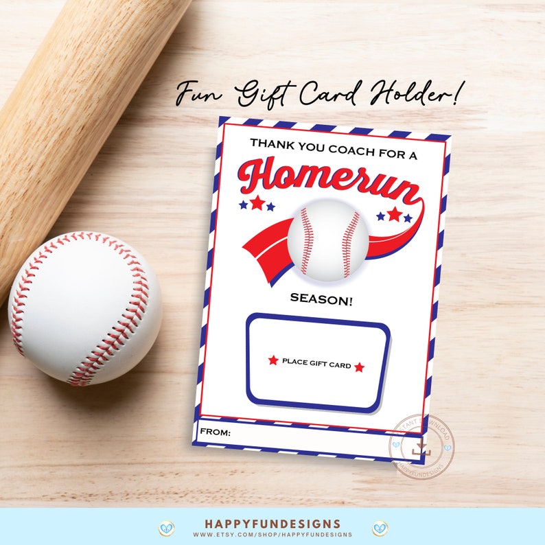 Baseball Coach Gift Card Holder Printable, Baseball Team Gift for Coach, Thank you Baseball Coach Gift, Thank You Coach, Coach Appreciation image 2