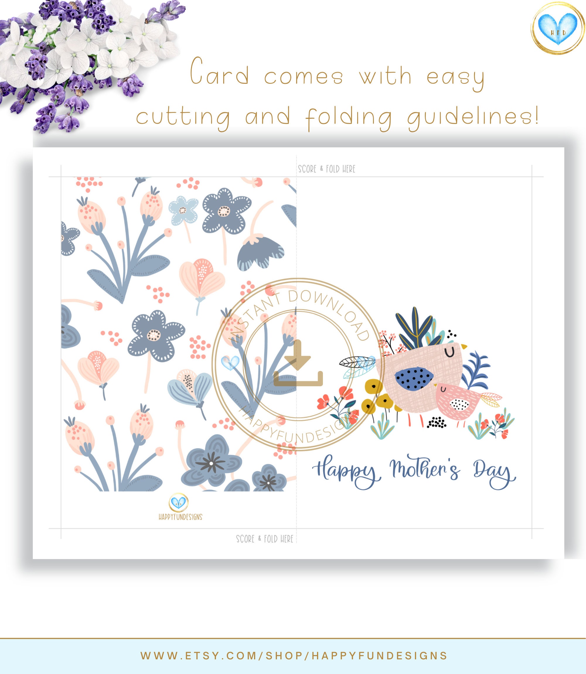 Mothers Day Card Printable Happy Mothers Day Mothers Day | Etsy