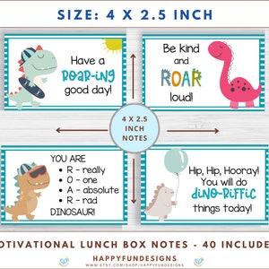 Lunch Notes for Kids Printable, Back to School Notes, 40 Dinosaur Boys ...