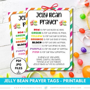 Jelly Bean Prayer Poem Tag Printable, Easter Church Activity, Sunday School Easter Favor, Church Prayer Card, Christian Easter Basket Filler