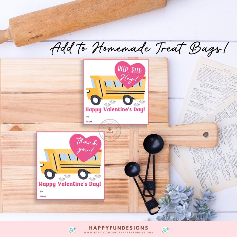 Bus Driver Valentine Gift Tag Printable School Bus Valentine - Etsy