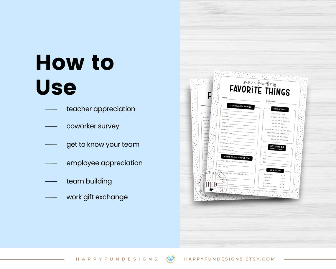 Editable Teacher Favorite Things Form, Get to Know Teacher Printable ...