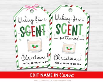 Etiqueta imprimible "Te deseo una Navidad aromática", etiqueta navideña acogedora, etiqueta con vela para maestros, etiqueta con aroma navideño, etiqueta de agradecimiento para maestros y personal.