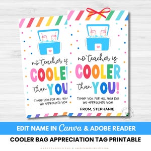 Editable No Teacher Cooler Than You Tag Printable Teacher Summer Appreciation Week Theme PTA PTO Thank You End of Year Summer Break Tote Bag