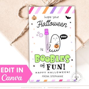 Redigerbar Halloween-bubblastavsetikett utskrivbar, Halloween-bubblor för flickor, dagisförskola Halloween-klassfest godisfri leksaksgåvor