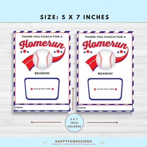 Baseball Coach Gift Card Holder Printable, Baseball Team Gift for Coach, Thank you Baseball Coach Gift, Thank You Coach, Coach Appreciation image 5