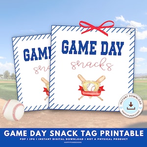 Baseball Snack Bag Tags zum ausdrucken, Baseball Konzessionen Snack Tags Blatt, Baseball Leckerei Taschen, Tball Snack Spielplan Liste, Baseball Team Mom