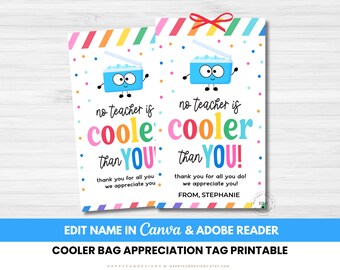 Editable No Teacher Cooler Than You Tag Printable Teacher Summer Appreciation Week Theme PTA PTO Thank You End of Year Summer Break Tote Bag