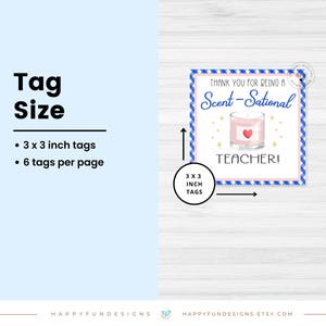 Editable Thank You Being Scentsational Teacher Candle Tag, Scent-sational Teacher Candle Tag, Thank You Teacher PTO PTA End Of Year Gift Tag image 4
