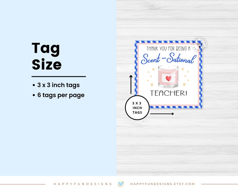 Editable Thank You Being Scentsational Teacher Candle Tag, Scent-sational Teacher Candle Tag, Thank You Teacher PTO PTA End Of Year Gift Tag image 4