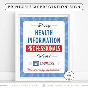 Health Information Professionals Week Sign Printable Health Information Management Thank You HIP Week Medical Records Clerk Gift Health Data