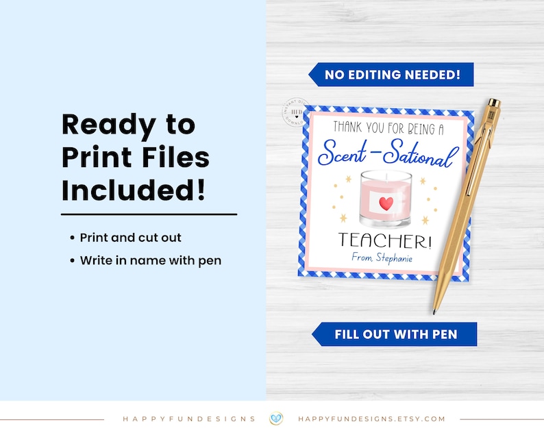 Editable Thank You Being Scentsational Teacher Candle Tag, Scent-sational Teacher Candle Tag, Thank You Teacher PTO PTA End Of Year Gift Tag image 5