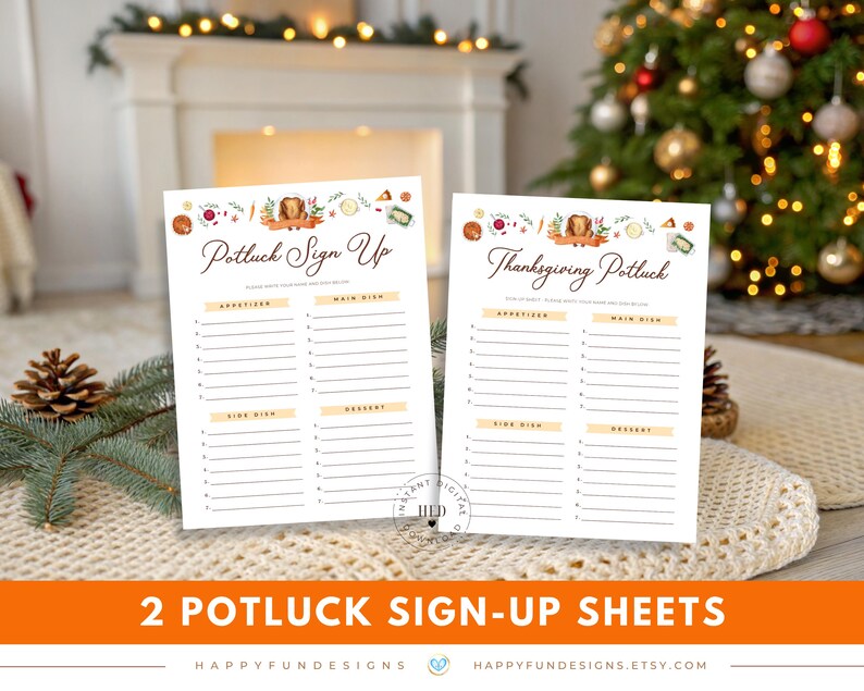 Editable Thanksgiving Potluck Sign Up Sheet Printable, Office Holiday Potluck, Church Potluck, Block Party Fall Potluck School Sign Up Sheet image 2