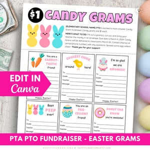 Easter Gram, Easter Bunny Gram Fundraiser, School Spring Candy Gram Editable Fundraising Flyer, Editable PTA PTO Flyer, PTO pta Fundraiser