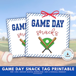 Baseball Snack Bag Tags zum ausdrucken, Baseball Konzessionen Snack Tags Blatt, Baseball Leckerei Taschen, Tball Snack Spielplan Liste, Baseball Team Mom