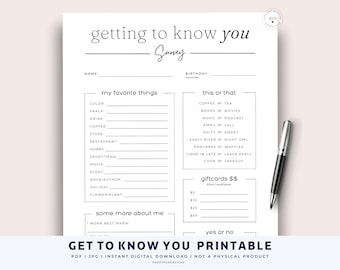 Get to Know You Printable, Work Exchange Gift, Editable Survey, All About Me Coworker Questionnaire, Employee Favorite, Team Building Survey