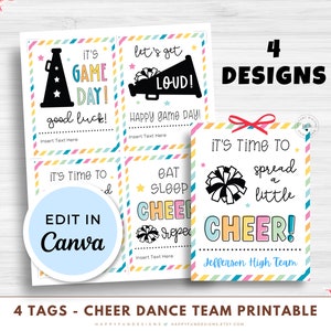 Editable Cheerleading Squad Dance Team Treat Tag Printable, Push Yourself Make That Routine Pop Candy Game Day Tag Good Luck for Competition