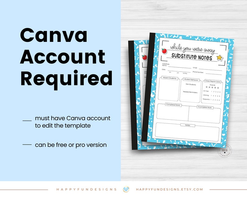 Substitute Teacher Note Template Editable, While You Were Away ...