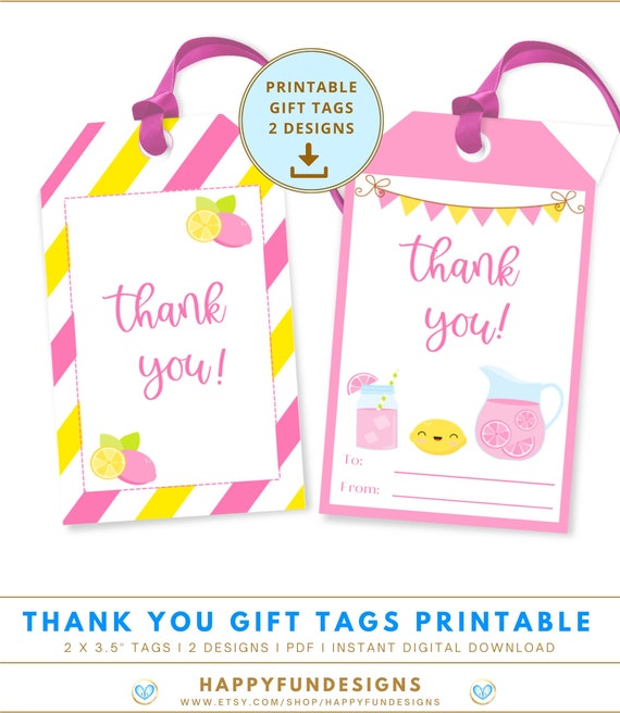 Pink Lemonade Thank You Tag Printable Baby Shower Favors Etsy