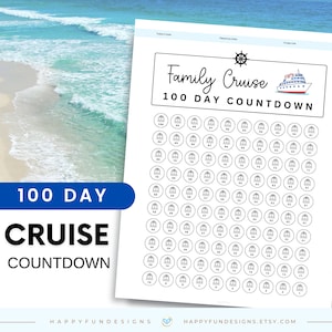 Cruise Countdown Printable, 100 Day Vacation Cruise, Cruise Essential, Kids Cruise Activity, Kid Surprise Trip, Family Reunion Cruise Memory