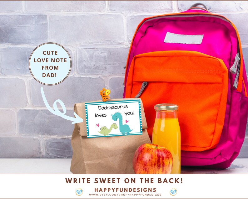 Lunch Notes for Kids Printable, Back to School Notes, 40 Dinosaur Boys Lunch Box Notes, Encouragement Cards, Notes from Mom, Notes from Dad image 6