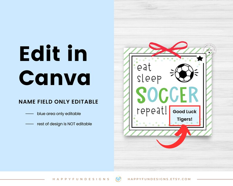 Editable Soccer Team Treat Tag Printable, Soccer Game Day Good Luck ...