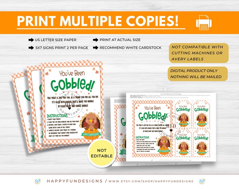 You've Been Gobbled Printable Thanksgiving Teacher Staff Appreciation PTA Thank You Gift Neighbor Thanksgiving Wine Tag Office Gift Exchange image 8