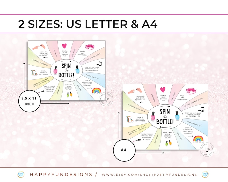 Spin the Nail Polish Game Printable Spin the Bottle Teen Girl Etsy