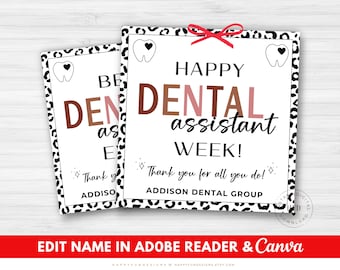 Dental Appreciation Tag Printable, Dental Assistant Week Gift Ideas, Dental Office Gift, Dental Nurse, Dental Assistant Appreciation Week