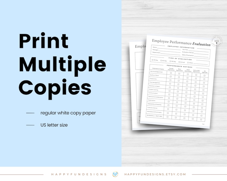 Editable Employee Performance Review Template Printable, Employee