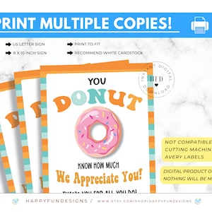 Donut You Know Sign Printable Donut Thank You, Donut Sign Digital ...
