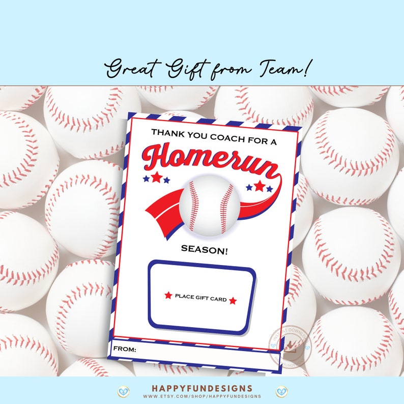 Baseball Coach Gift Card Holder Printable, Baseball Team Gift for Coach, Thank you Baseball Coach Gift, Thank You Coach, Coach Appreciation image 3