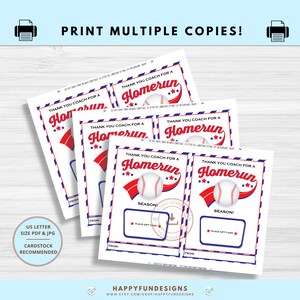 Baseball Coach Gift Card Holder Printable, Baseball Team Gift for Coach, Thank you Baseball Coach Gift, Thank You Coach, Coach Appreciation image 6